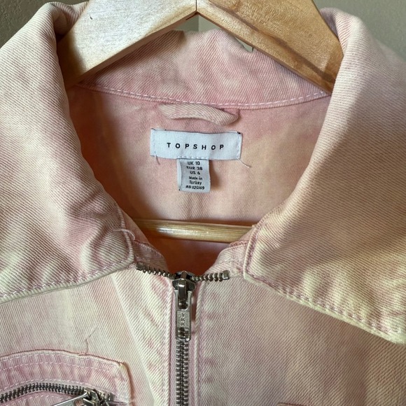 Topshop Pink Denim Romper Jumpsuit Utility Pockets Short Sleeve Size US 6‎ - Picture 5 of 9
